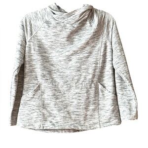 L.L.Bean Gray Cowl Neck Pullover Heathered Stretch Knit Sz S BJ2